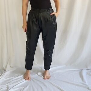 90s‎ Black Leather Biker Pants